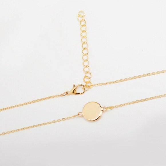 Peach Druzy Round Circle Pendant Dainty Minimalist Gold Chain Necklace - Picture 7 of 14